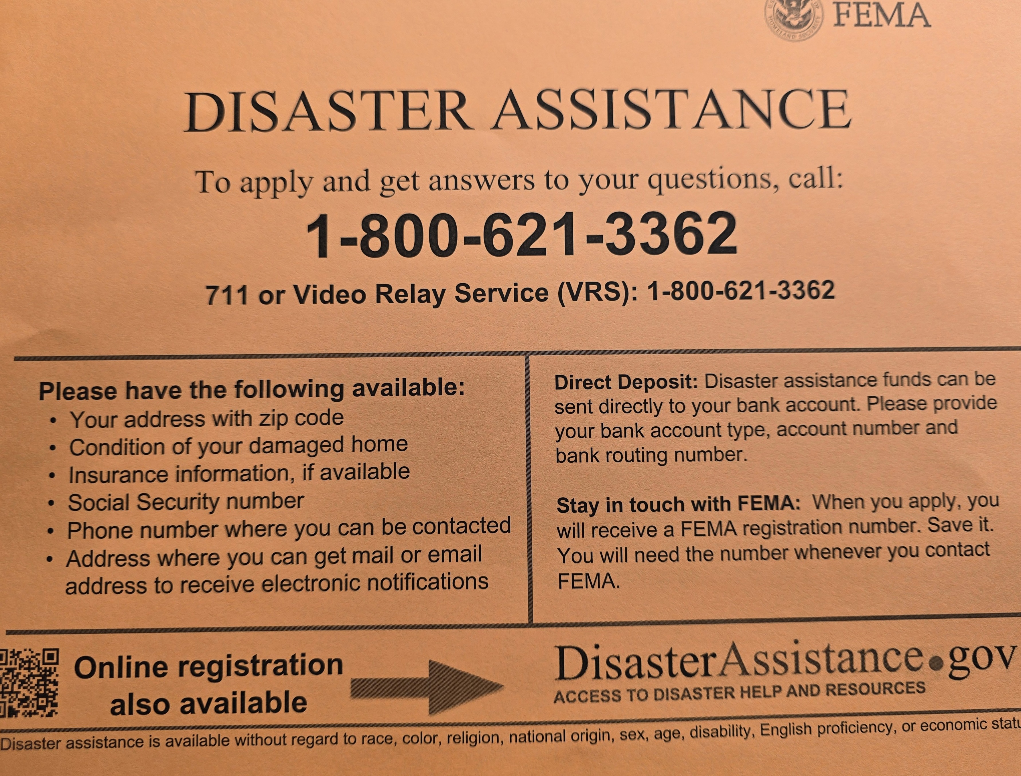 FEMA Assistance Available 